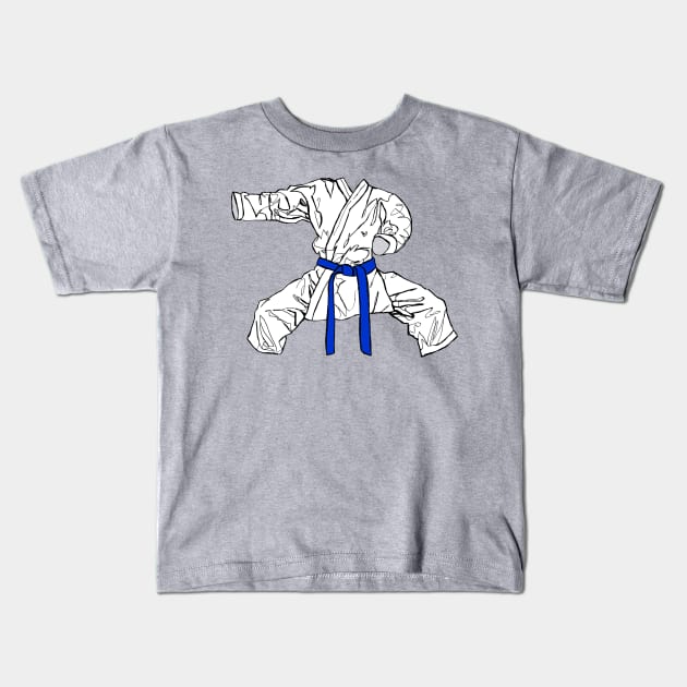 Martial Arts: Katate Gi Blue Belt Kids T-Shirt by badlydrawnbabe